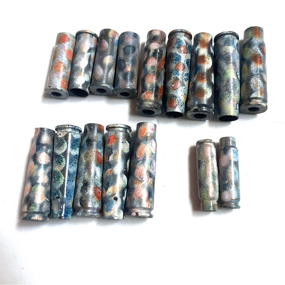 Colorful Metal Craft Beads- Brass- variety of sizes- 16 pieces